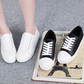 [GIRLS GOOB] Women's Lace Up Casual Comfort Sneakers,  Fashion Shoes, Synthetic Leather + Fabric - Made in KOREA